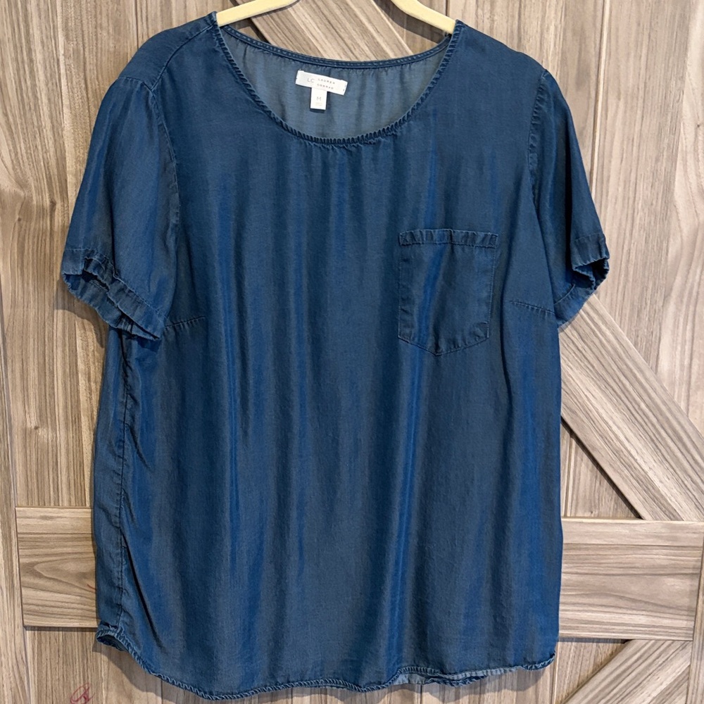 LC Lauren Conrad Chambray Blue Blouse